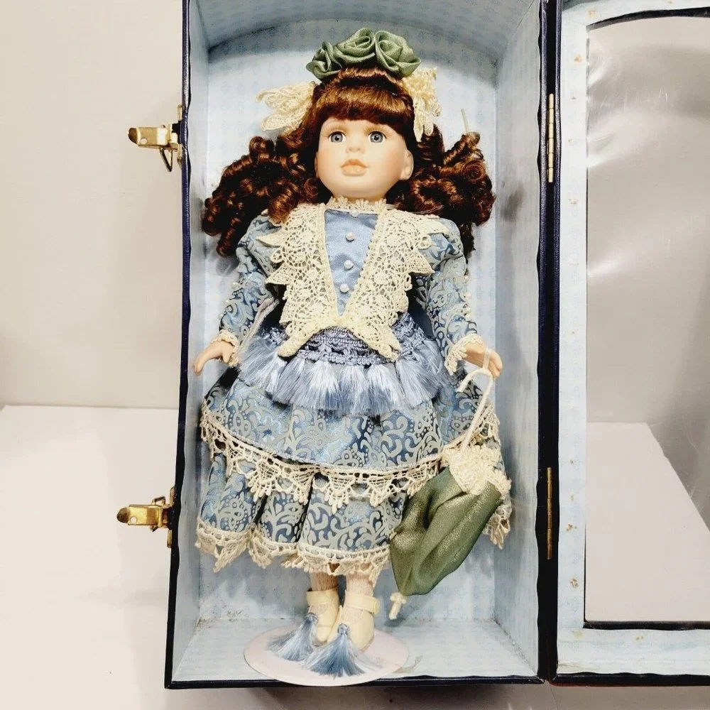 Collectors Choice | Toys | Nos Collectors Choice By Dan Dee Brown Hair Blue  Dress Victorian Porcelain Doll | Poshmark
